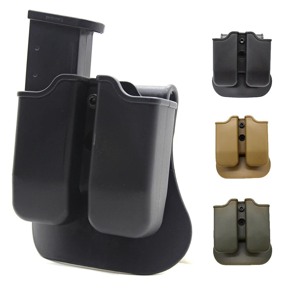 Tactical Pistol Double Magazine Pouch 9mm Mag Holder Carrier for GL 17 19,Beretta M9 92,9mm .40 Cal airsoft hunting accessory