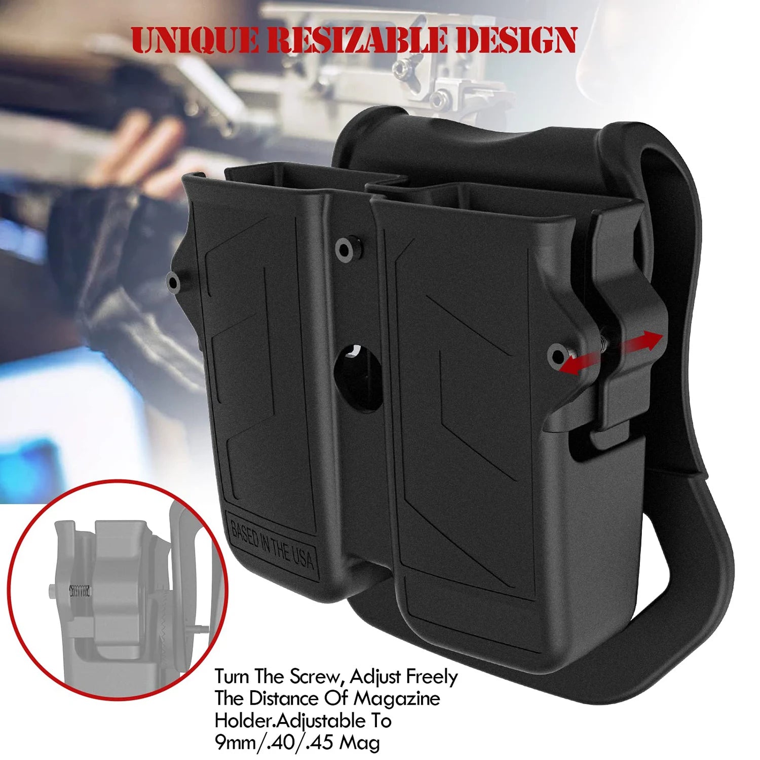 حامل أدوات عالمي لحافظة مزدوجة حامل مخازن مسدس عيار 9 ملم 10 ملم 0.40S&W 0.357 0.45ACP جراب مخزن فردي مزدوج الصف