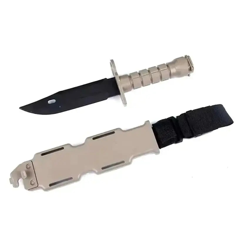 Rubber Knife Training Tool with Sheath Fake Plastic Dagger Flexible Soft Fixed Blade for Props Halloween Martial Arts
