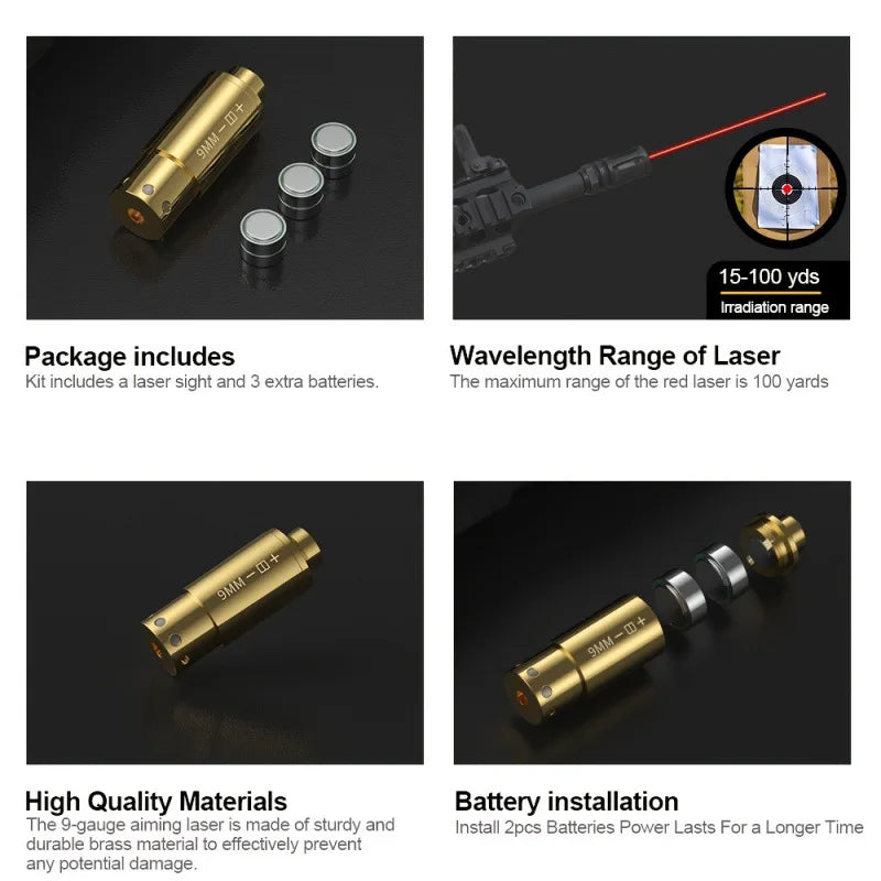 9mm/7.62/6/223rem/38spl/12ga/44mag/308win New Calibrator Calibration Tool Infrared Auxiliary Metal Multi-model