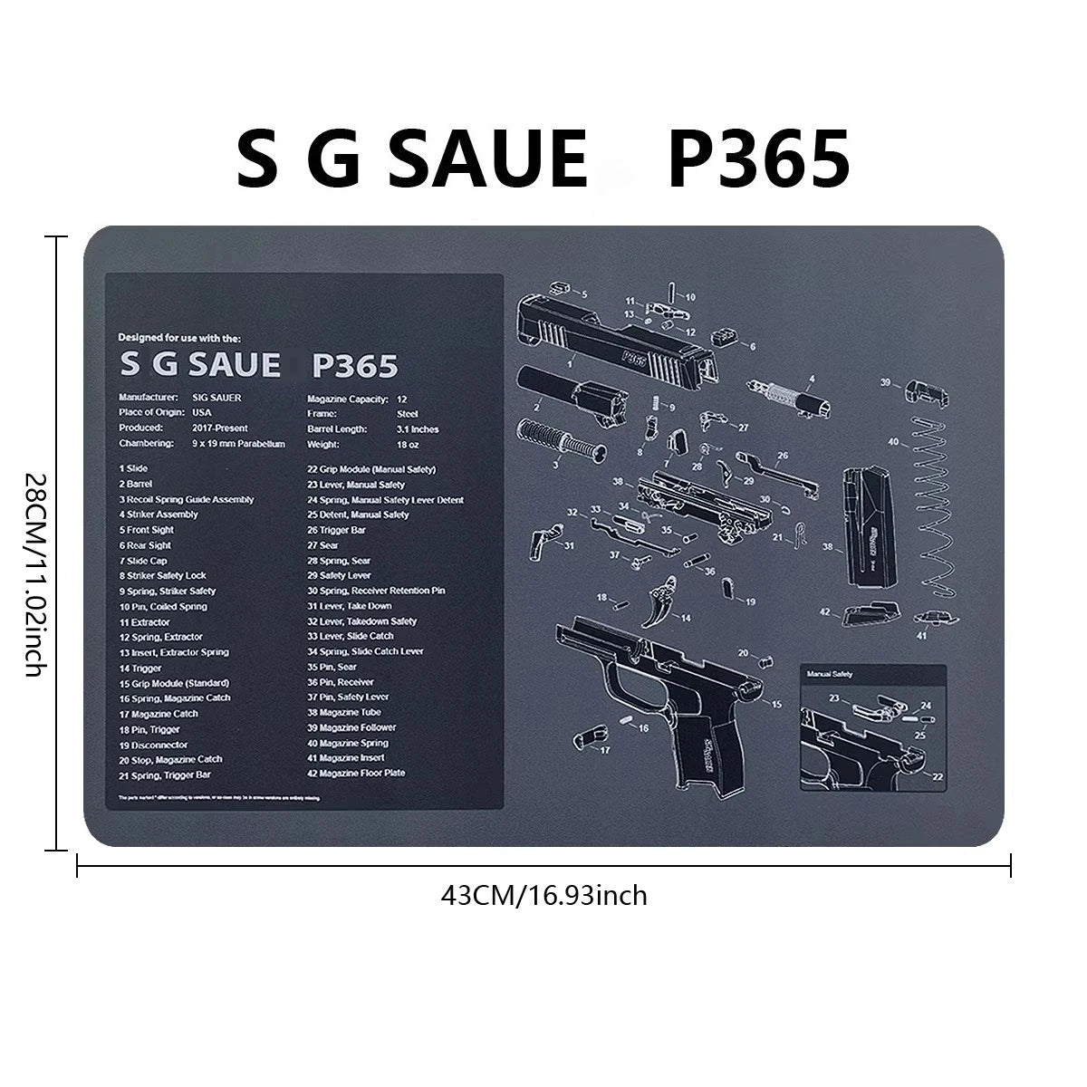 Gun Cleaning Rubber Mat Mouse Pad AR15 AK47 Remington 870 GLK GEN4 GEN 5 CZ-75 Punisher P220 P226 P229 Beret 92 1911 3D