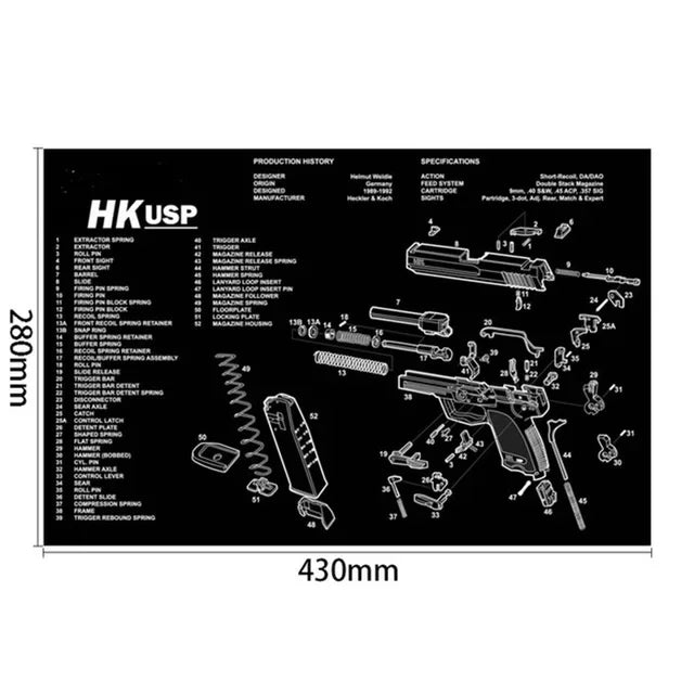 Gun Cleaning Rubber Mat Mouse Pad AR15 AK47 Remington 870 GLK GEN4 GEN 5 CZ-75 Punisher P220 P226 P229 Beret 92 1911 3D