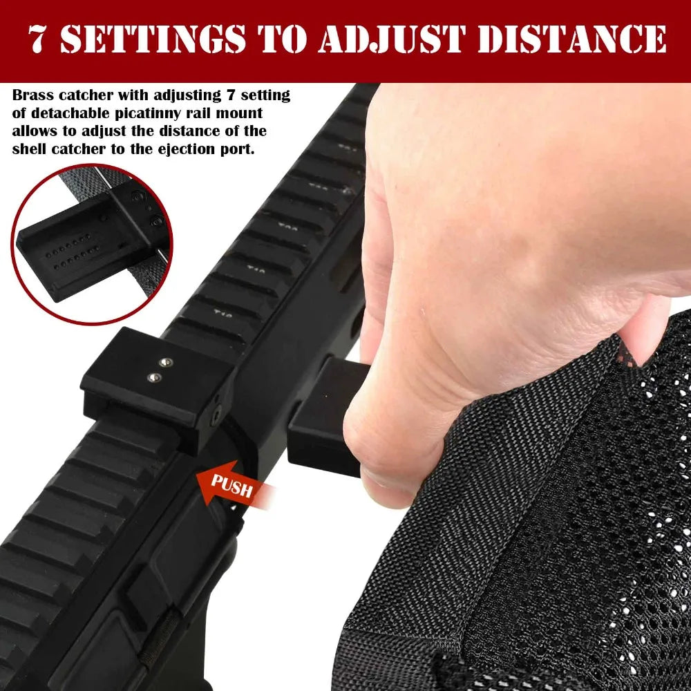 Quick Mount Release Shell Catcher with Detachable Picatinny Heat Resistant Thickened Brass Catcher Nylon Mesh for Rifle