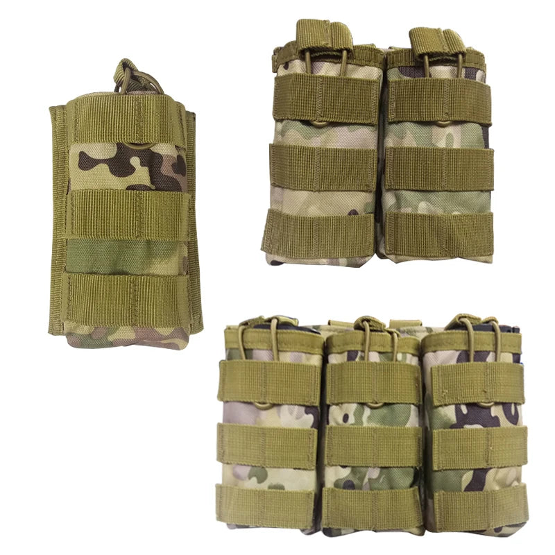 حقيبة مجلات تكتيكية مفردة ومزدوجة وثلاثية Molle Airsoft AK 7.62 5.56mm M4 لبندقية مسدس حقيبة تكتيكية لصيد الملحقات