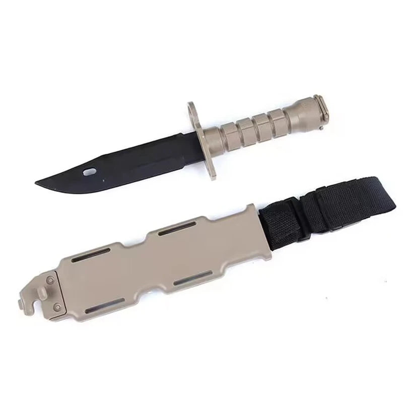 Rubber Knife Training Tool with Sheath Fake Plastic Dagger Flexible Soft Fixed Blade for Props Halloween Martial Arts