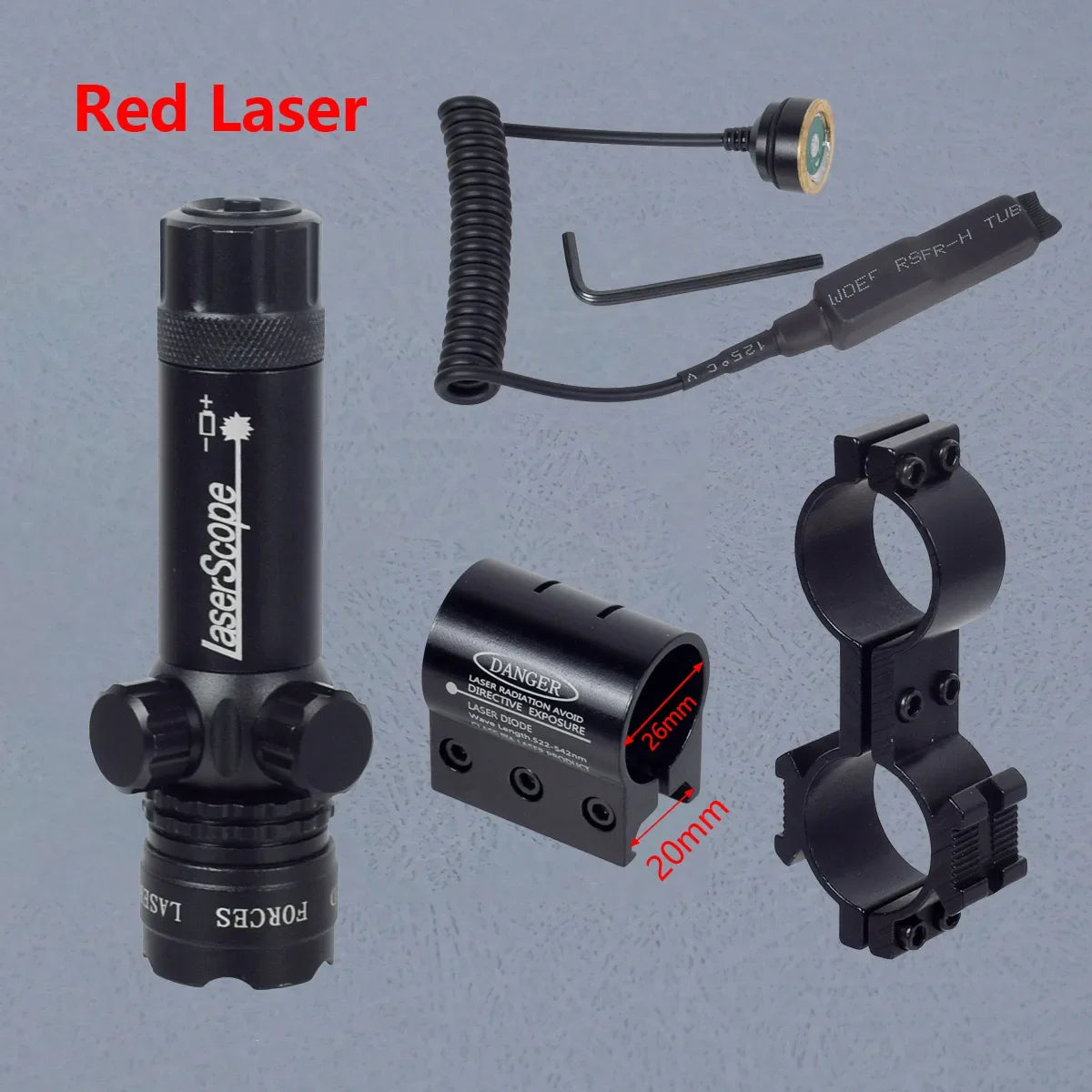 Tactical Rifle Red Dot Laser Green Dot Laser Sight 532nm Scope with Pressure Switch Picatinny and Mounting Hunting Riflescope 20