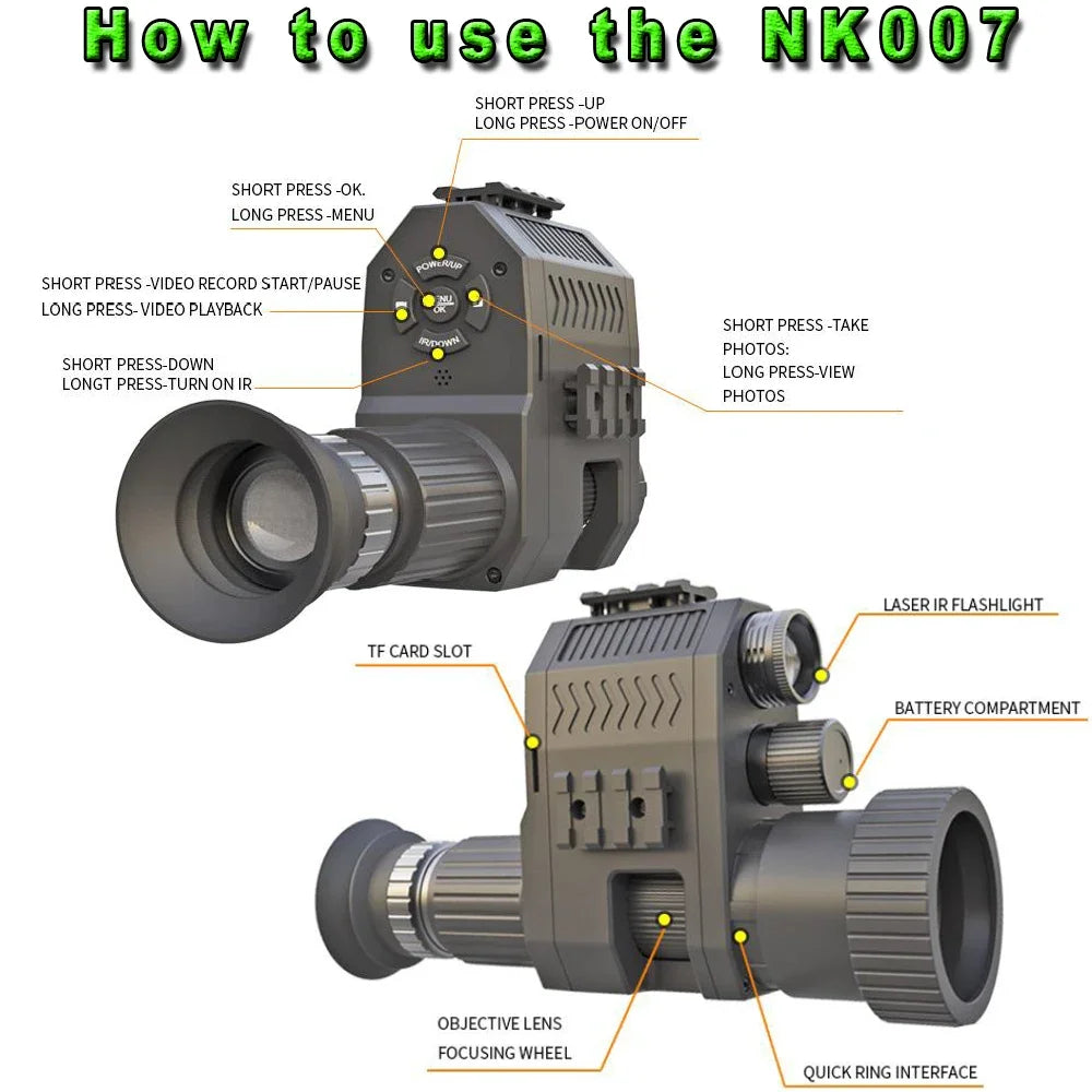 Megaorei NK007 PLUS Hunting Camera Military Infrared Rifle Scope Night Vision Optical HD Digital Telescope Outdoor Tactics