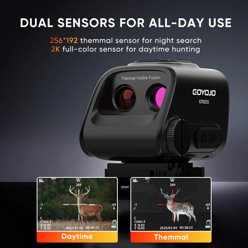 Dual Light Fusion Thermal Night Vision Hunting Monocular Multispectral Thermal Scope 2-inch HD Display Multiple Hot Imaging