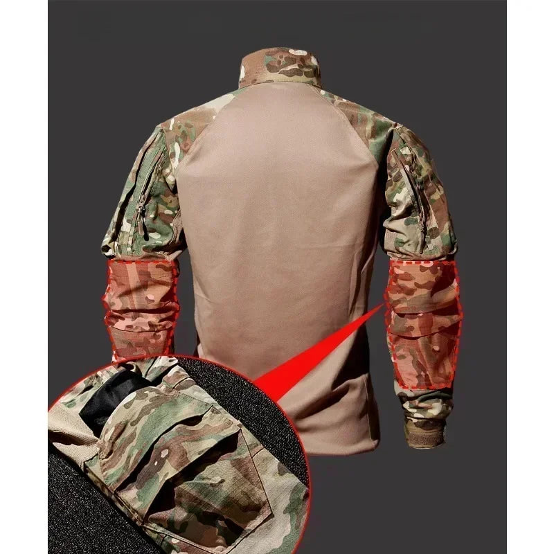 Tactical Sets Men Clothing Multi-Pocket Combat Shirts +Cargo Pant Suits Camo Wear-resisting Windproof Hunting Trainning Set
