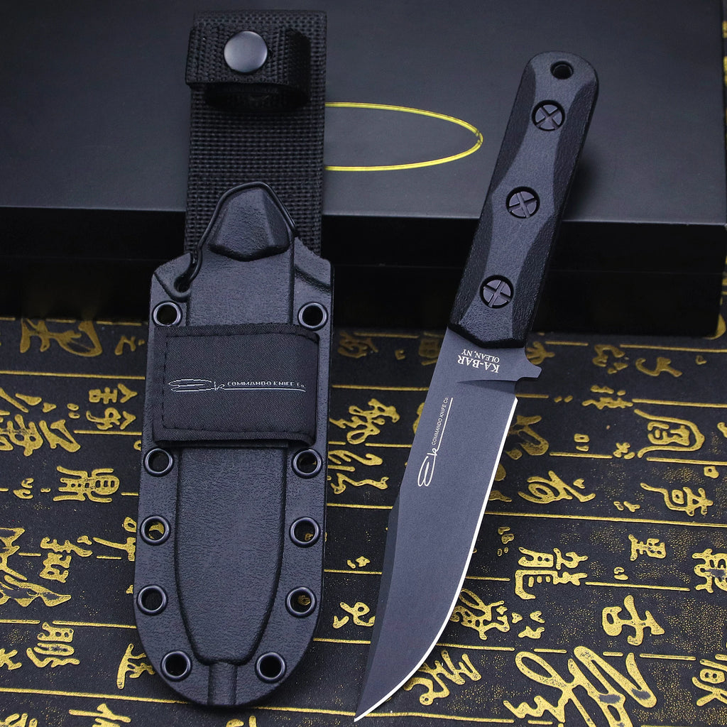 U.S.AKB-EK50 Jungle Hunting Straight Knife + Sheath, Outdoor Camping Survival Knife, Multi-purpose EDC Knife