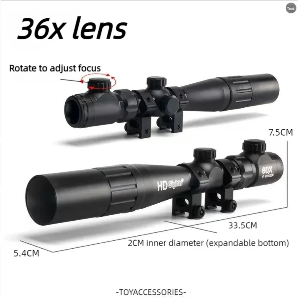 Hot Sale 36x Mirror Adjustable Optical Sight Toy Gun Modified Accessories Rifle Sight 35 * 8.5 * 6.5cm Sniper Sight.