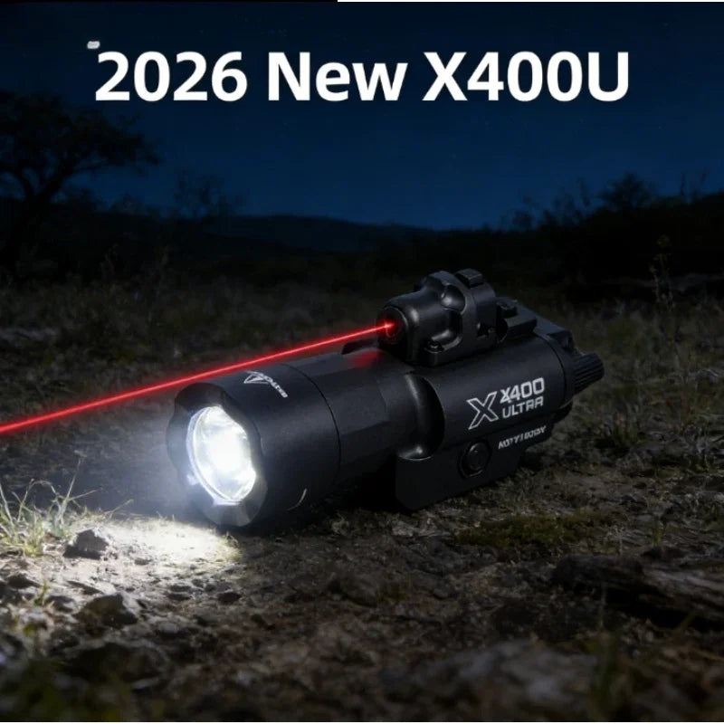פנס טקטי X400U עם מתאם למסילה: שילוב לייזר ירוק ופנס עוצמתי, מתאים למסילות 20 מ"מ של רובי איירסופט