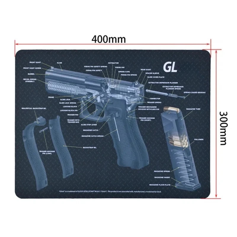Gun Cleaning Rubber Mat Mouse Pad AR15 AK47 Remington 870 GLK GEN4 GEN 5 CZ-75 Punisher P220 P226 P229 Beret 92 1911 3D