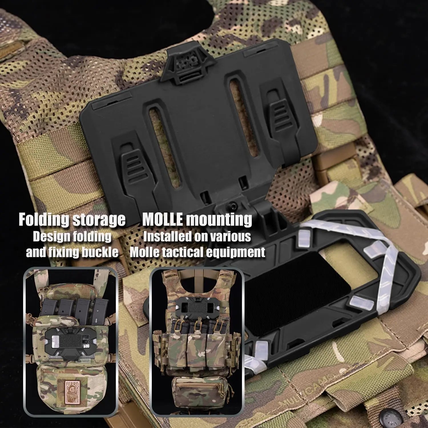 מחזיק טלפון טקטי עם MOLLE, לוח ניווט מתקפל, ציוד אחיזה לטלפון נייד, אביזרי אפוד איירסופט לציד