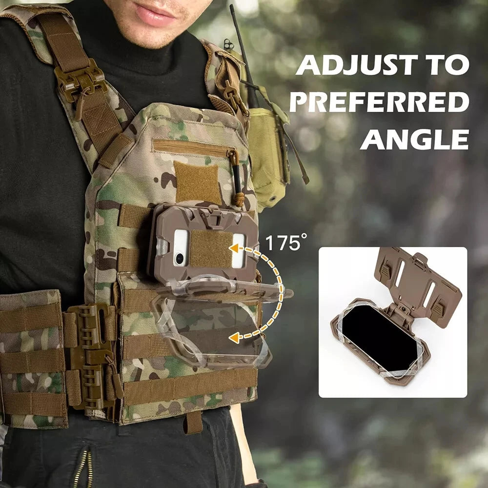 מחזיק טלפון טקטי עם MOLLE, לוח ניווט מתקפל, ציוד אחיזה לטלפון נייד, אביזרי אפוד איירסופט לציד
