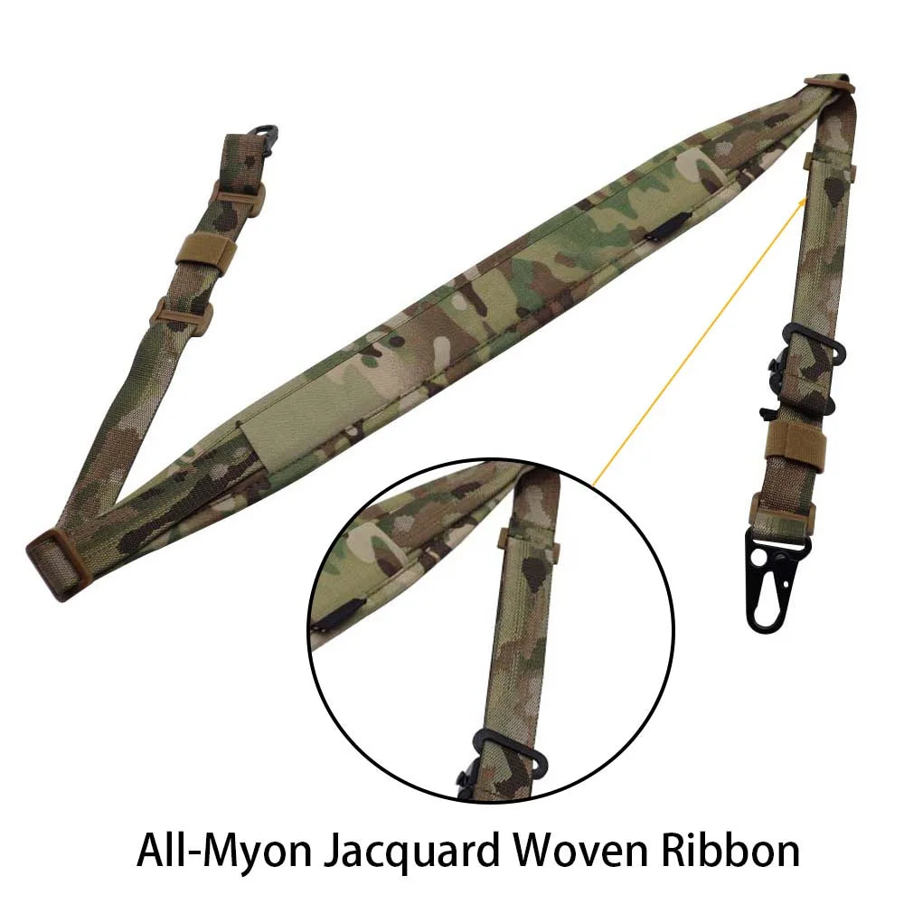 Tactical Modular Rifle Sling Strap Removable 2 Point / 1 Point 2.25" Wide Padded Shooting Gun Sling Hunting Rifle Accessories