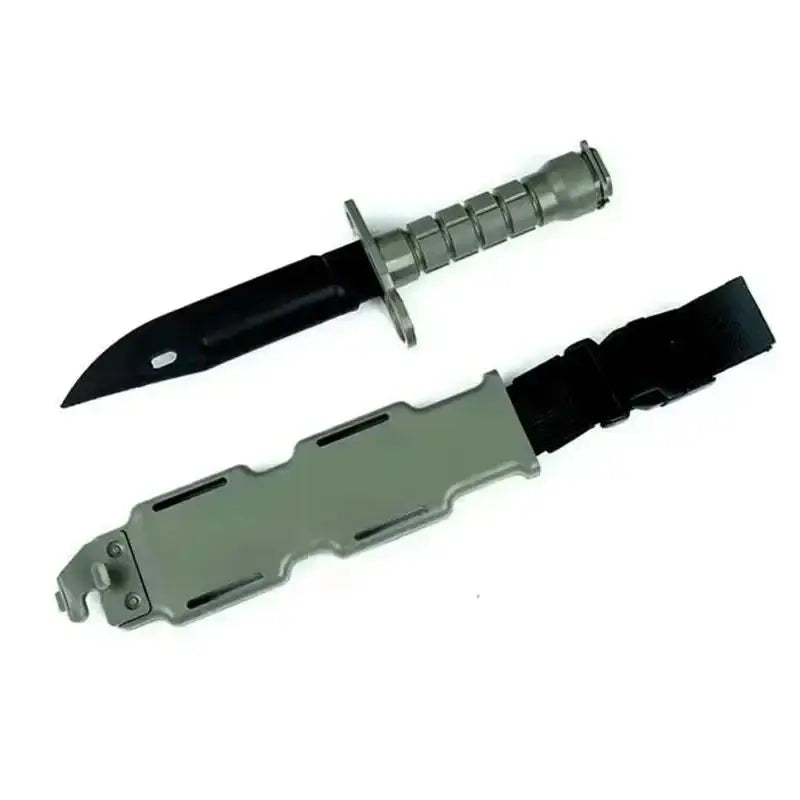 Rubber Knife Training Tool with Sheath Fake Plastic Dagger Flexible Soft Fixed Blade for Props Halloween Martial Arts