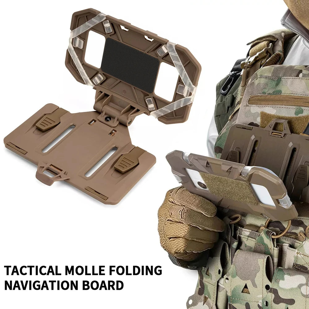 מחזיק טלפון טקטי עם MOLLE, לוח ניווט מתקפל, ציוד אחיזה לטלפון נייד, אביזרי אפוד איירסופט לציד