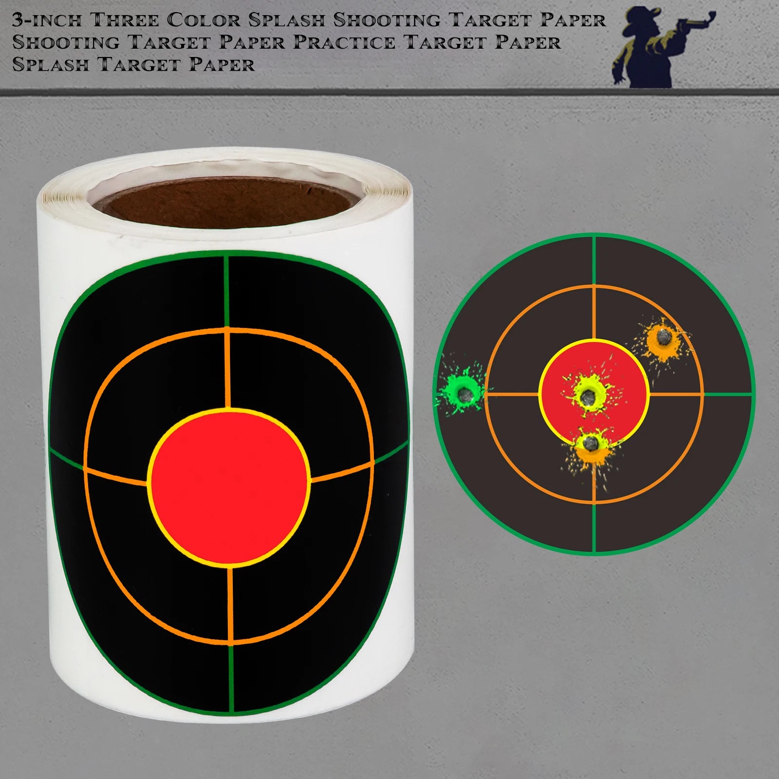 100Pcs 3inch Three-Color Splash Shooting Target Paper Shooting Target Paper Practice Target Paper Splash Target Paper Shooting Target Training Supplies Stickers Shooting Target