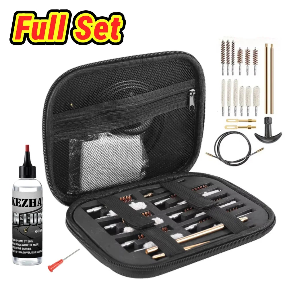 19Pcs Gun Cleaning Kit with 60ml Gun Oil Lubricant for .22 .38 9mm .40 .45 Caliber Handgun Rifle Pistol Maintenance Set