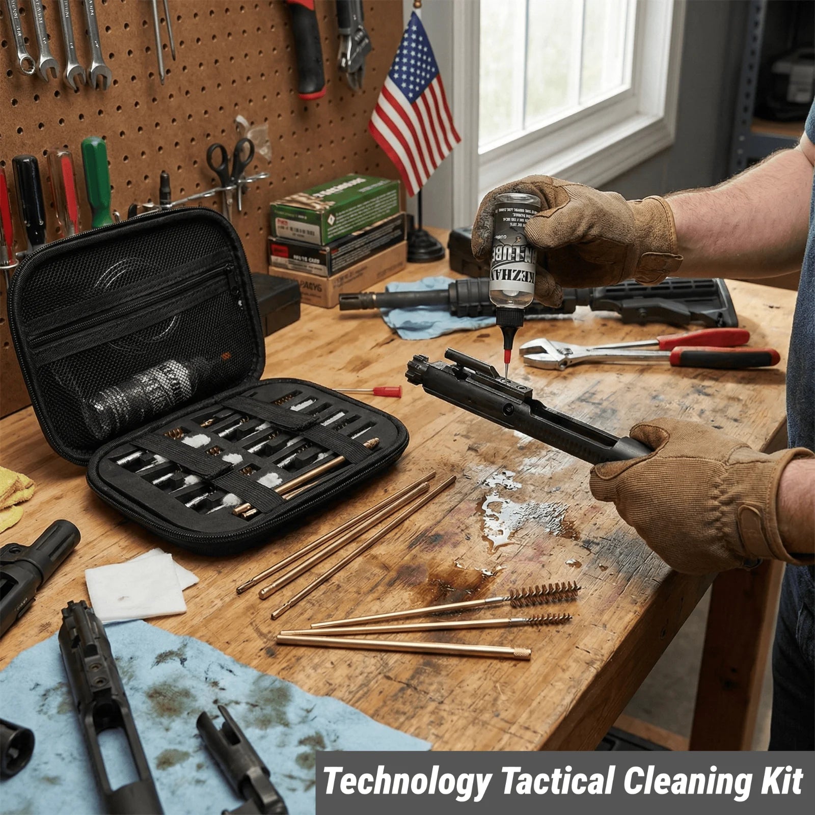19Pcs Gun Cleaning Kit with 60ml Gun Oil Lubricant for .22 .38 9mm .40 .45 Caliber Handgun Rifle Pistol Maintenance Set