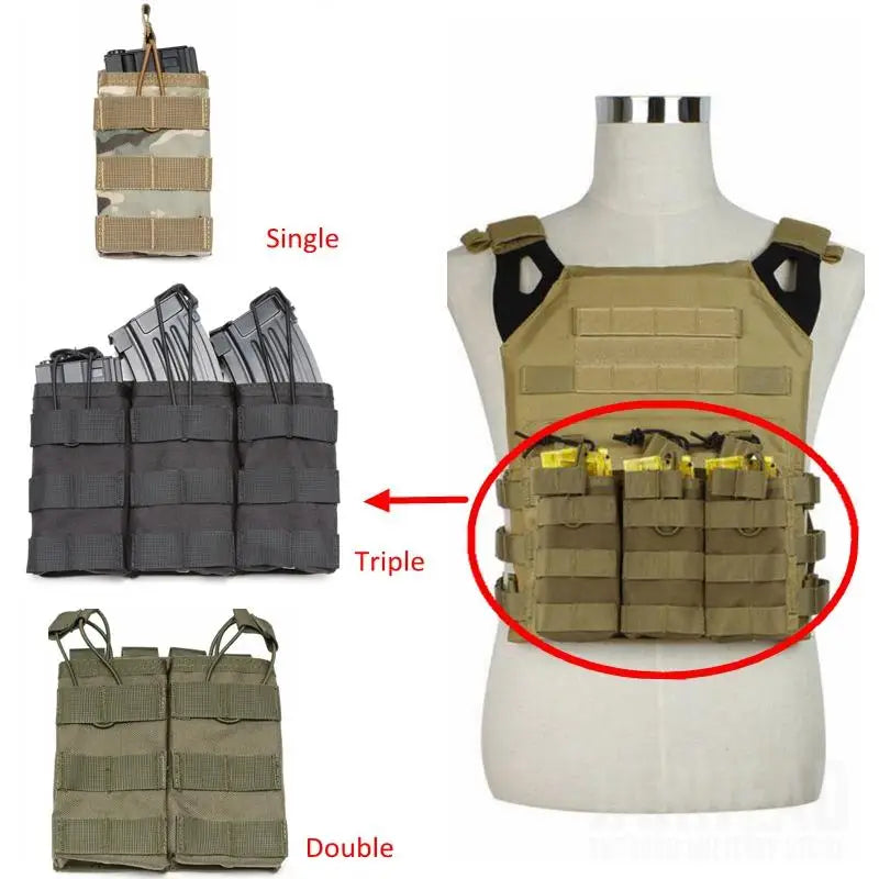 حقيبة مجلات تكتيكية مفردة ومزدوجة وثلاثية Molle Airsoft AK 7.62 5.56mm M4 لبندقية مسدس حقيبة تكتيكية لصيد الملحقات