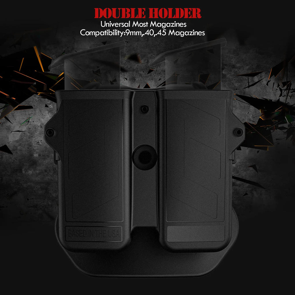 حامل أدوات عالمي لحافظة مزدوجة حامل مخازن مسدس عيار 9 ملم 10 ملم 0.40S&W 0.357 0.45ACP جراب مخزن فردي مزدوج الصف