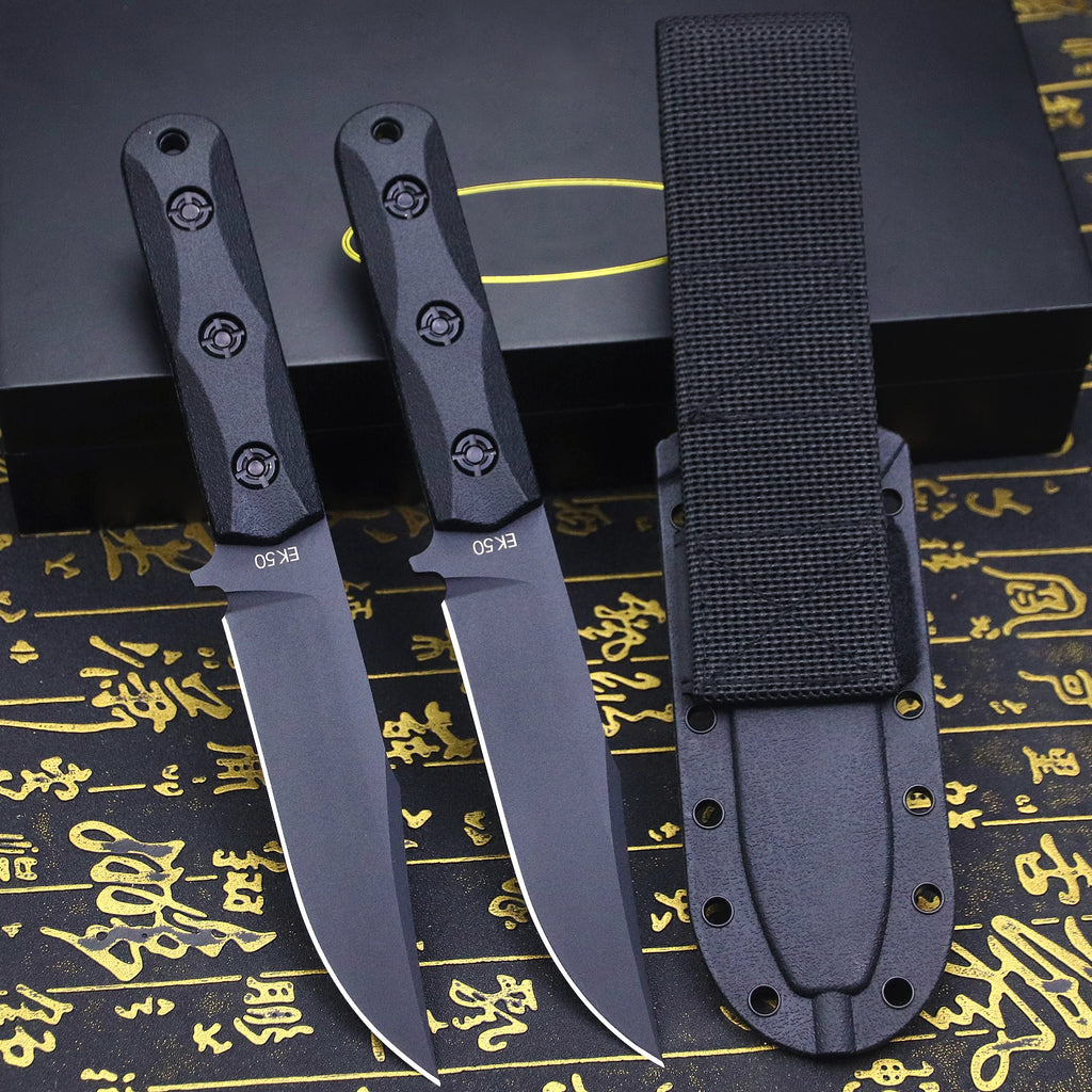 U.S.AKB-EK50 Jungle Hunting Straight Knife + Sheath, Outdoor Camping Survival Knife, Multi-purpose EDC Knife