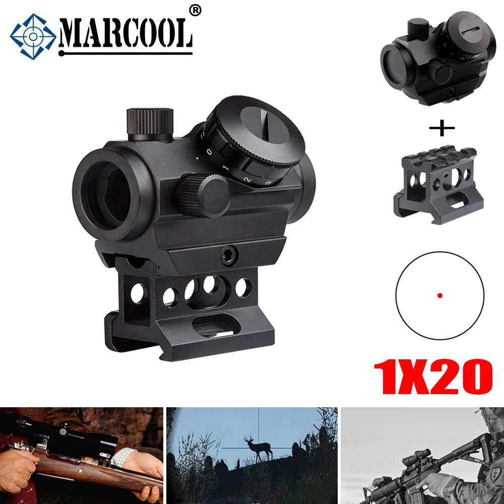 MARCOOL 1X20 Red Dot Sight 2 MOA Reflex Optical Sight Riflescope Tactical Airsoft Hunting Scope Sight With Mount