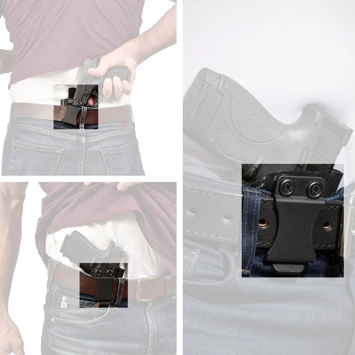 Tactical Inside Waistband Concealed Carry Holsters for GLOCK 17 19 22 26 43 43X Belt Clip Single Double Stack Right Hand Pouch