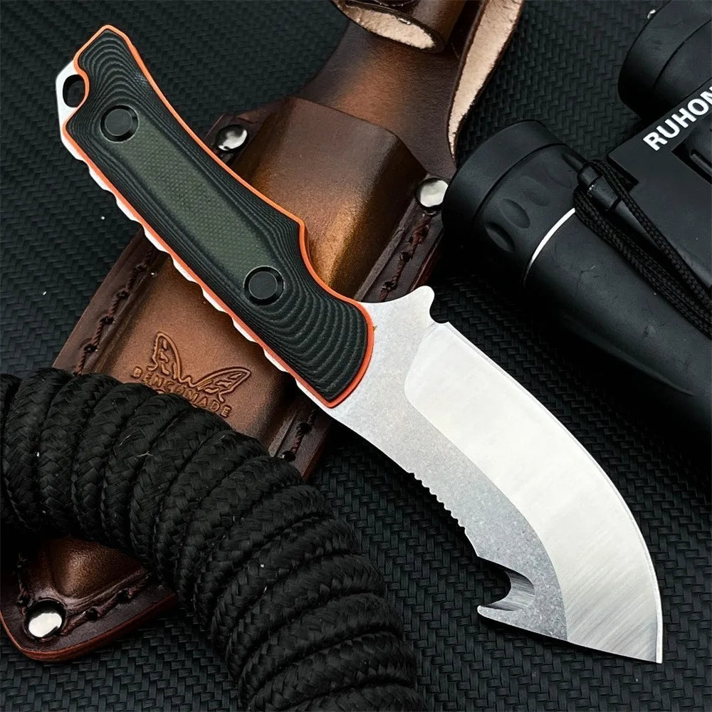 BM 15018 Survival Fixed Blade Knife 8Cr13MoV Steel Blade with Dual-Color G10 Handle Camping Hunting Outdoor Tool with Sheath