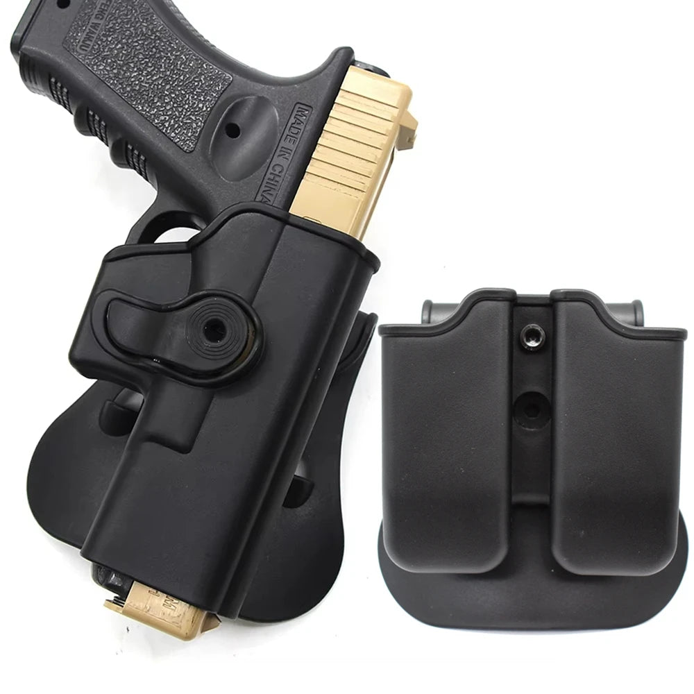 Tactical Gun Holster with Double Magazine Pouch Pistol Holster Belt Waist Holster Gun Paddle Carry Case For Glock 17 accessory