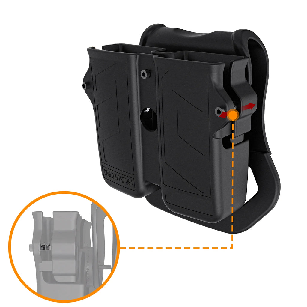 حامل أدوات عالمي لحافظة مزدوجة حامل مخازن مسدس عيار 9 ملم 10 ملم 0.40S&W 0.357 0.45ACP جراب مخزن فردي مزدوج الصف