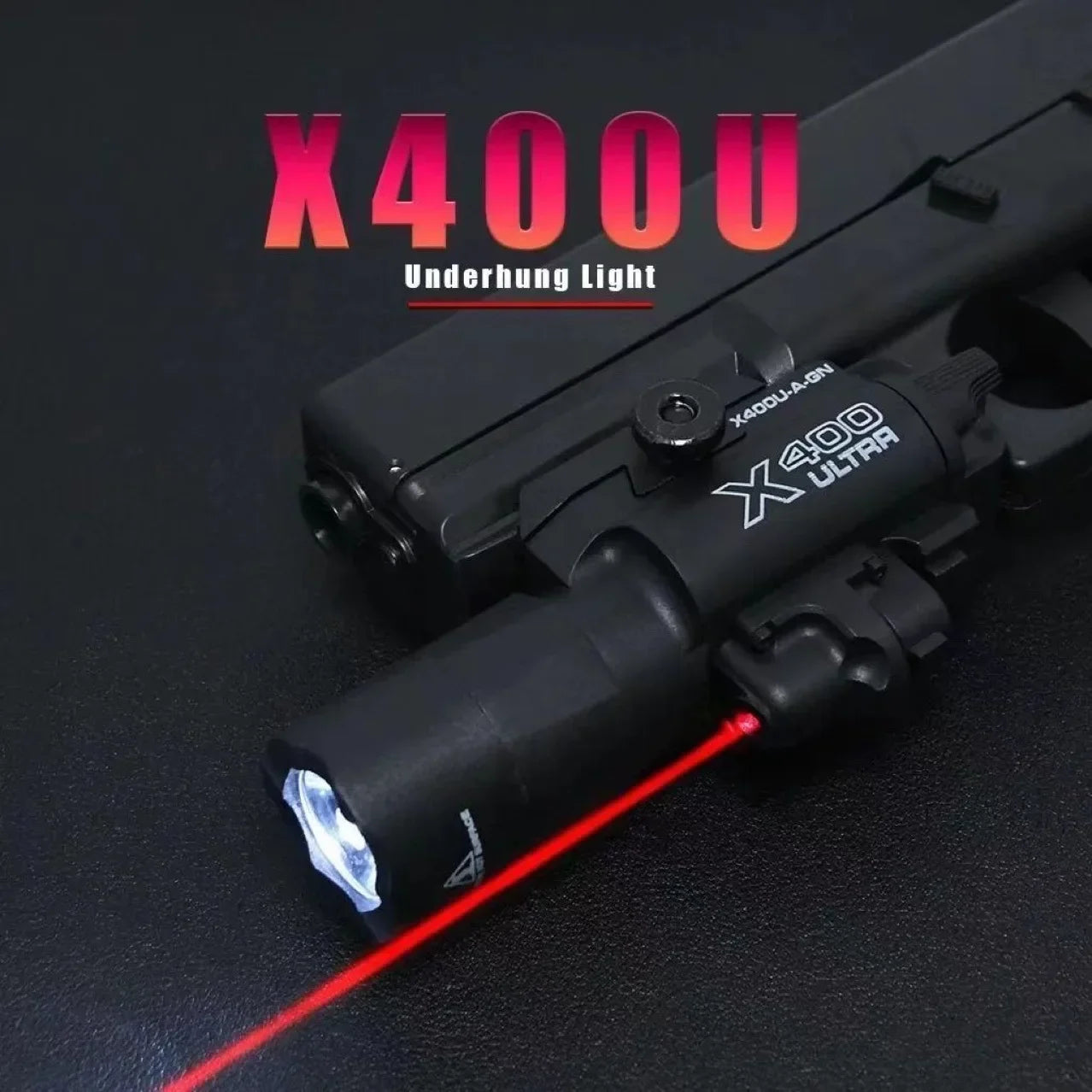 פנס טקטי X400U עם מתאם למסילה: שילוב לייזר ירוק ופנס עוצמתי, מתאים למסילות 20 מ"מ של רובי איירסופט
