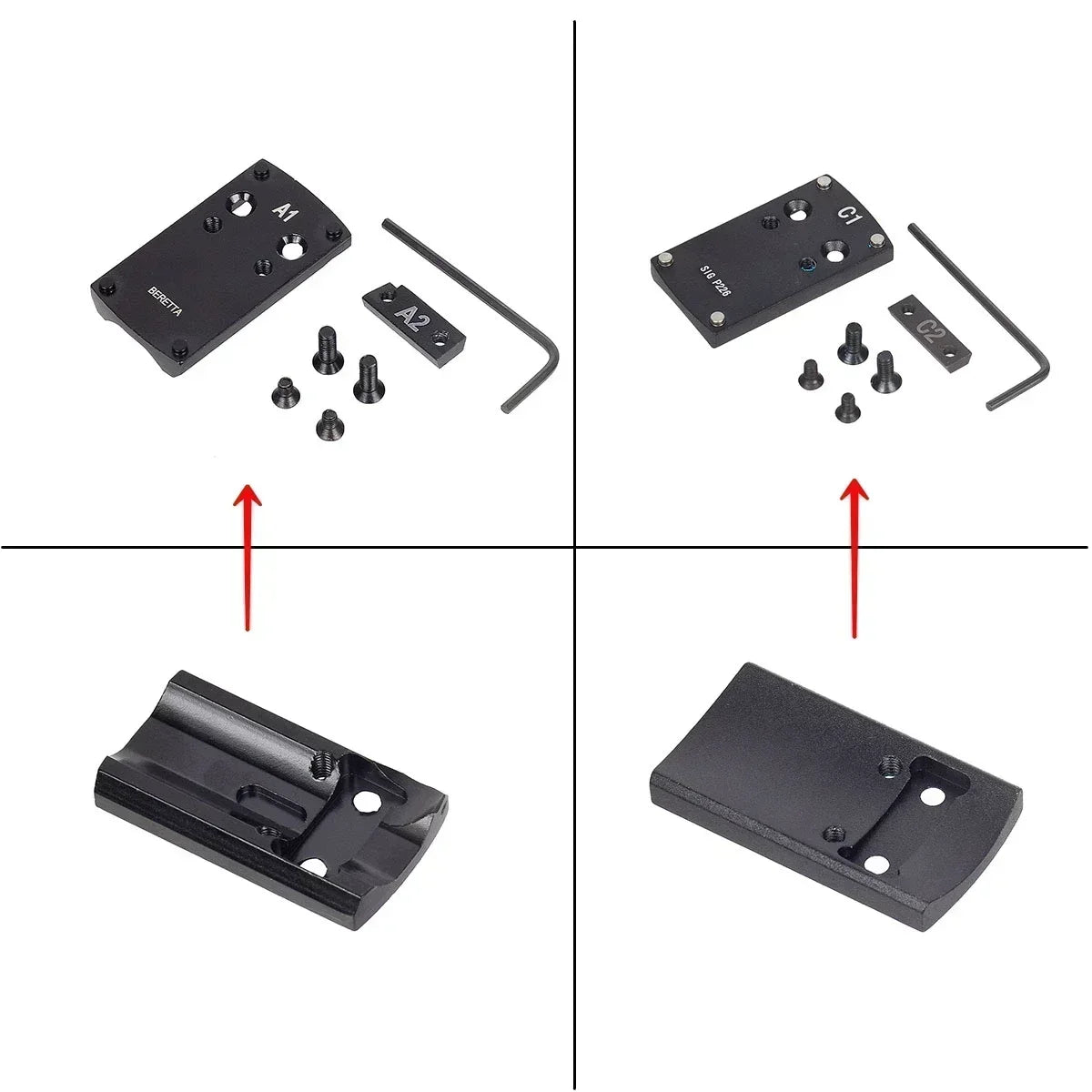 Optics Berett Glock 1911 M&P Pistol Reflex Sight Mount Adapter Plate S&W HK USP SIG P226 Sightmark Burris Micro Red Dot Scope