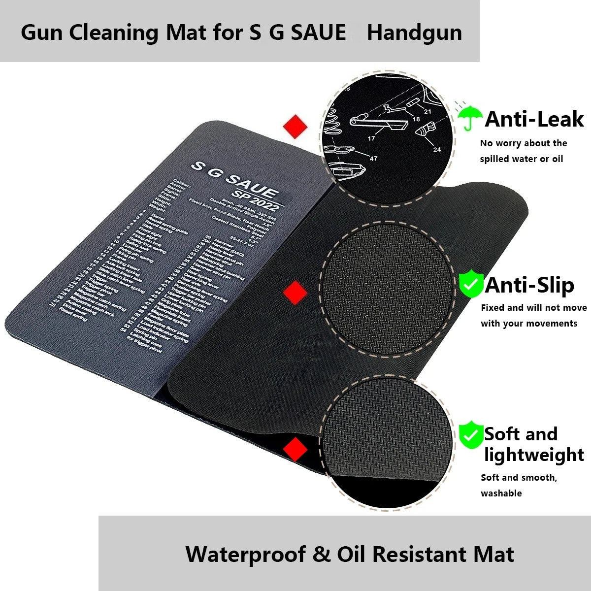 Gun Cleaning Rubber Mat Mouse Pad AR15 AK47 Remington 870 GLK GEN4 GEN 5 CZ-75 Punisher P220 P226 P229 Beret 92 1911 3D