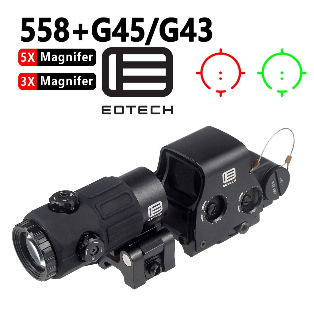 منظار تكبير EOTECH G43 G33 G45 3X 5X منظار تصويب نقطة حمراء مجسمة EOTECH 558 على سكة 20 ملم لبنادق الصيد الهوائية