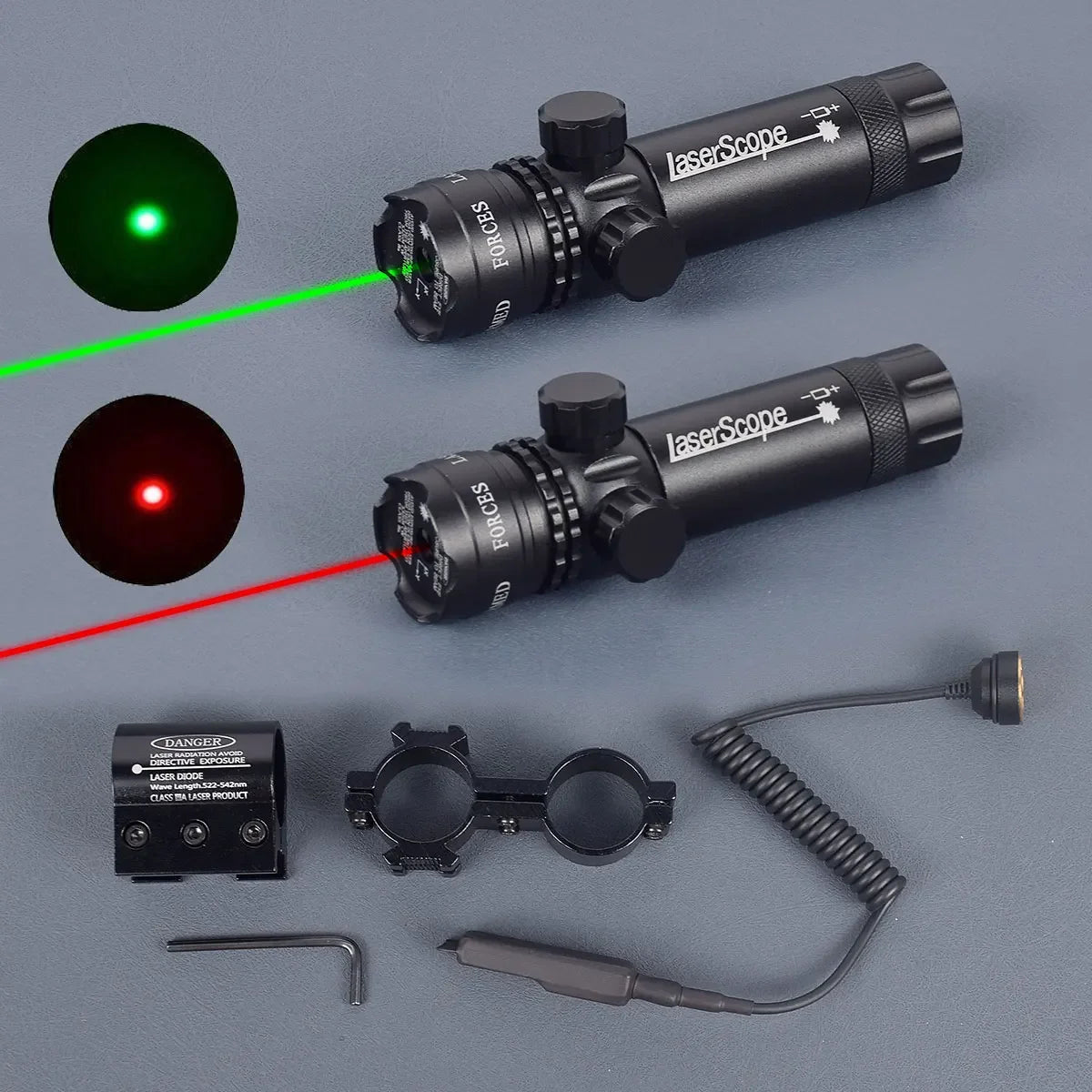 Tactical Rifle Red Dot Laser Green Dot Laser Sight 532nm Scope with Pressure Switch Picatinny and Mounting Hunting Riflescope 20