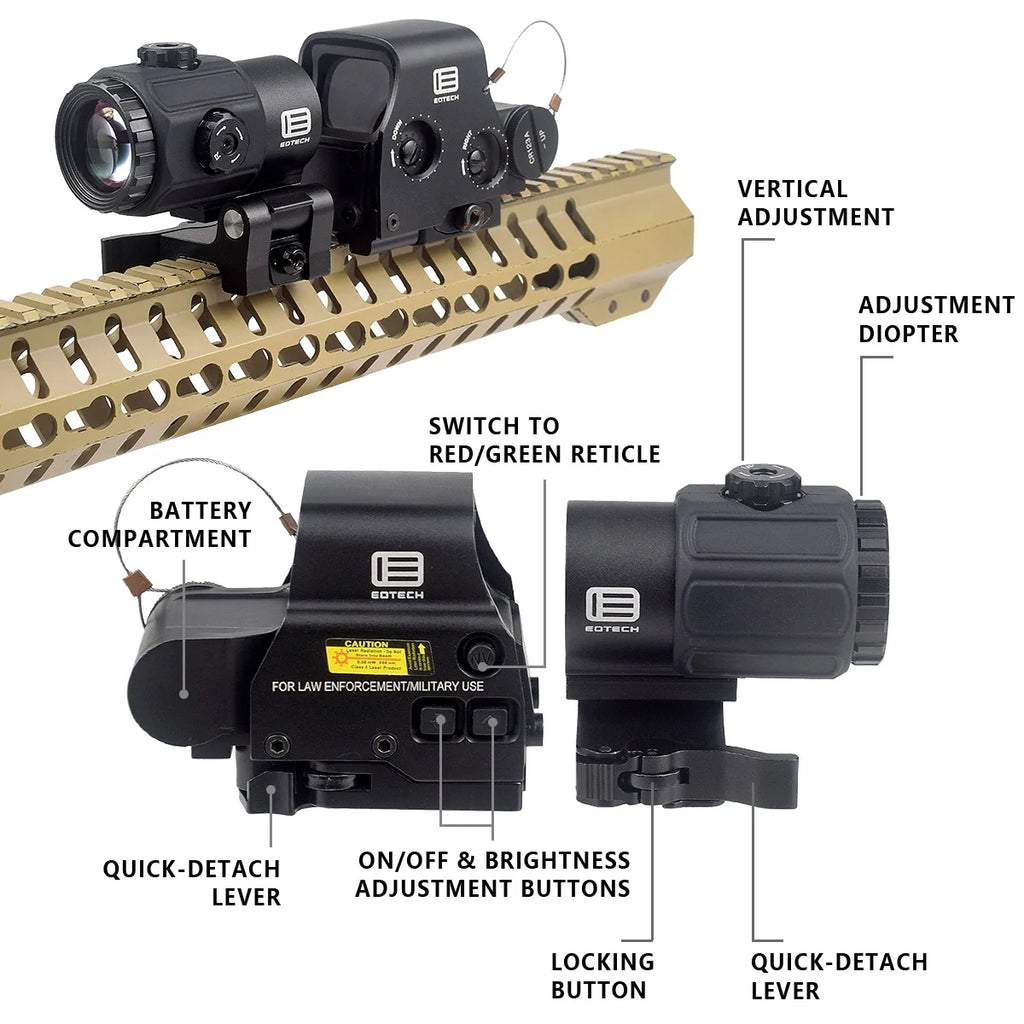 منظار تكبير EOTECH G43 G33 G45 3X 5X منظار تصويب نقطة حمراء مجسمة EOTECH 558 على سكة 20 ملم لبنادق الصيد الهوائية