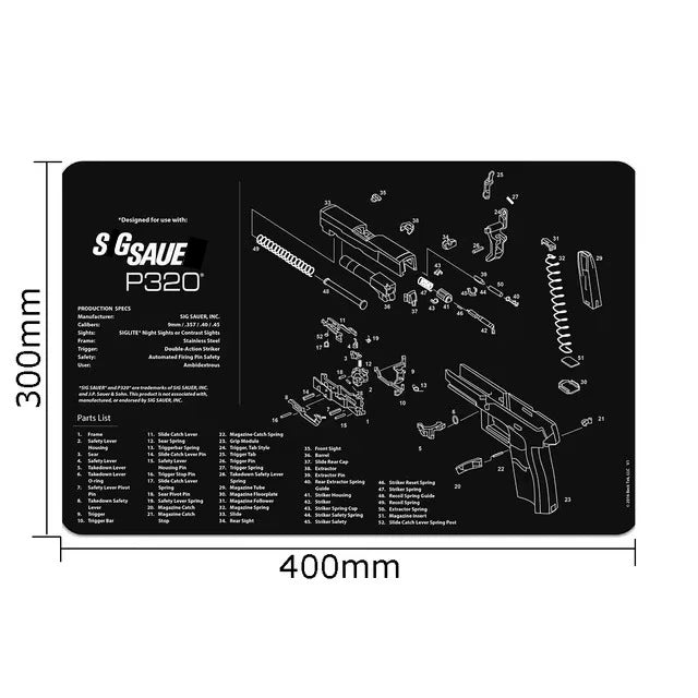 Gun Cleaning Rubber Mat Mouse Pad AR15 AK47 Remington 870 GLK GEN4 GEN 5 CZ-75 Punisher P220 P226 P229 Beret 92 1911 3D