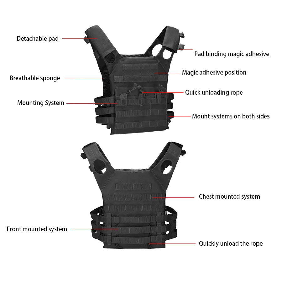 Ultra lightweight JPC structure | MOLLE global expansion | MOLLE+Magic Sticky dual system outdoor training vest
