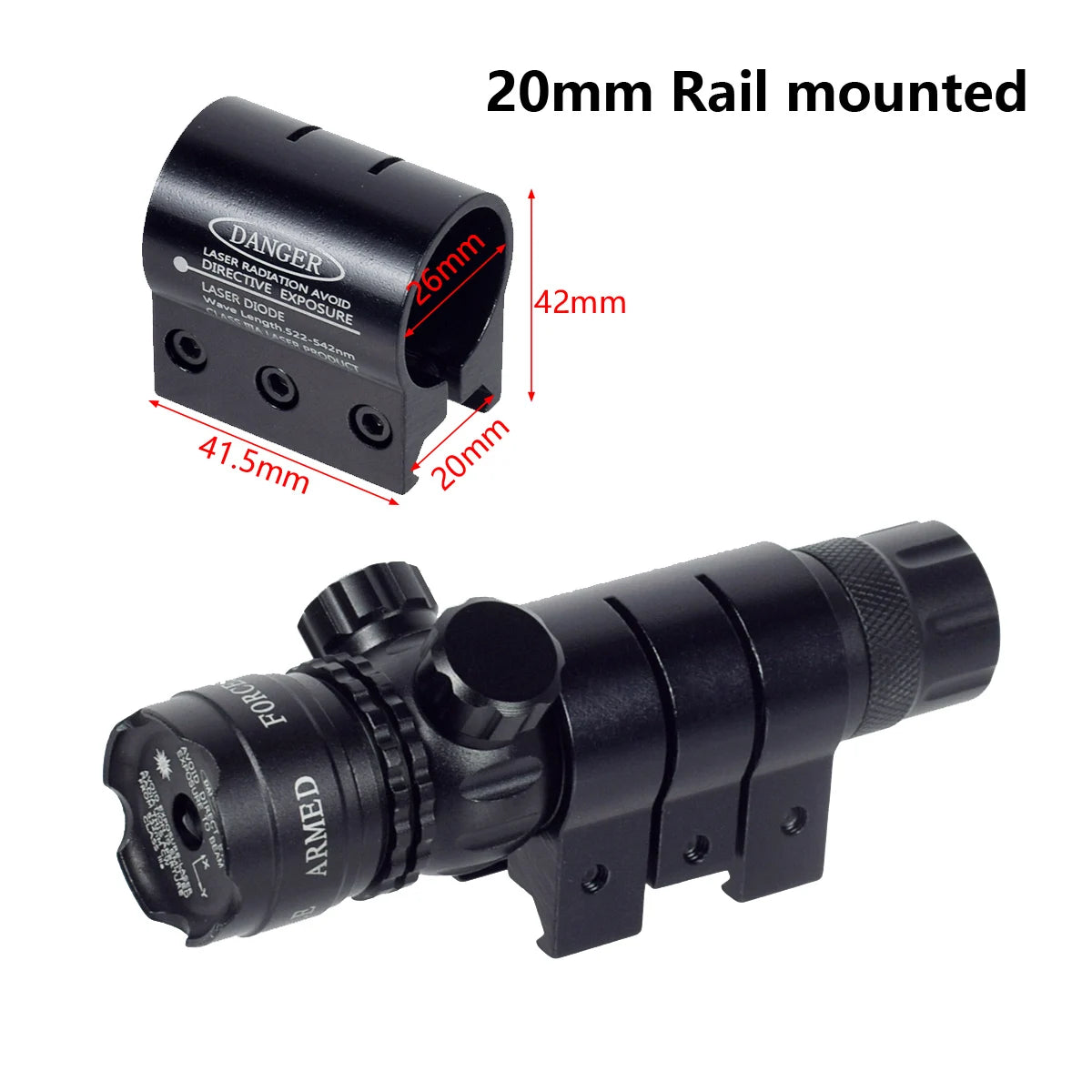 כוונת טקטית 532nm עם מתג לחץ לרובה, לייזר נקודה ירוקה, כוונת לייזר נקודה אדומה, מתקן פיקטיני, טלסקופ לציד 20