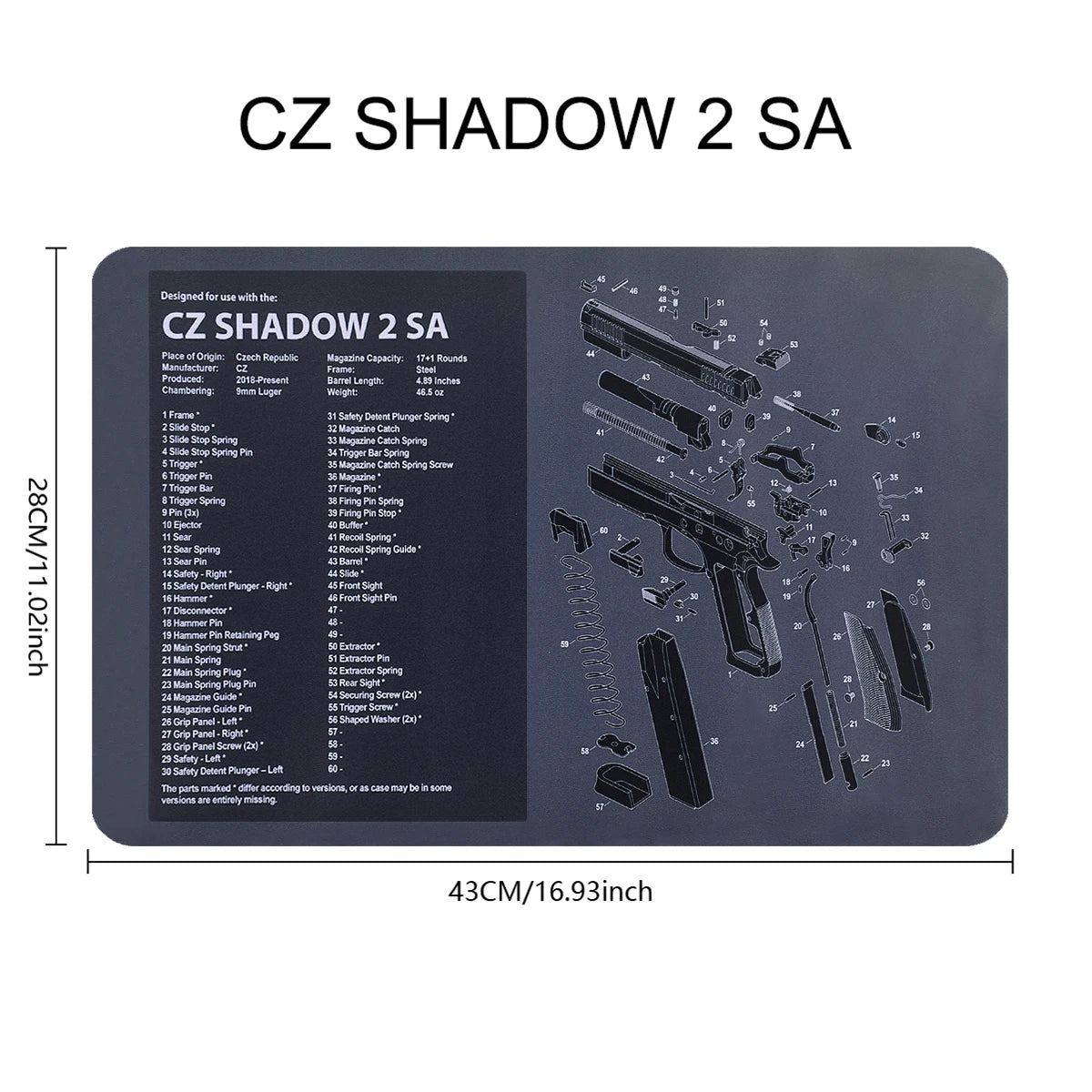 Gun Cleaning Rubber Mat Mouse Pad AR15 AK47 Remington 870 GLK GEN4 GEN 5 CZ-75 Punisher P220 P226 P229 Beret 92 1911 3D