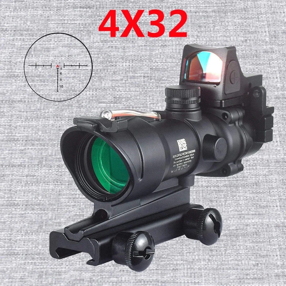 HOT 4X Magnifier 4X32 Real Fiber Optics Red Green Dot Sight Scope With RM Hunting 20mm Optic Scope Killflash Cover Cap