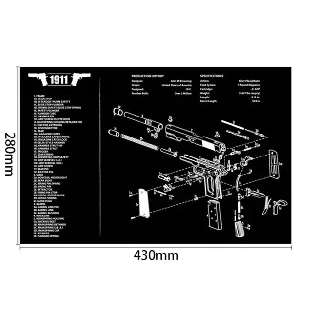 Gun Cleaning Rubber Mat Mouse Pad AR15 AK47 Remington 870 GLK GEN4 GEN 5 CZ-75 Punisher P220 P226 P229 Beret 92 1911 3D