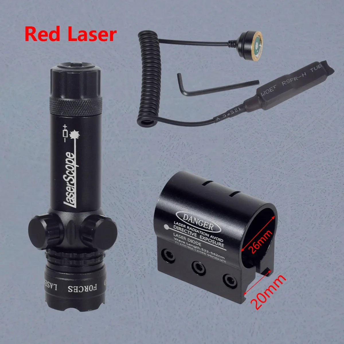 Tactical Rifle Red Dot Laser Green Dot Laser Sight 532nm Scope with Pressure Switch Picatinny and Mounting Hunting Riflescope 20