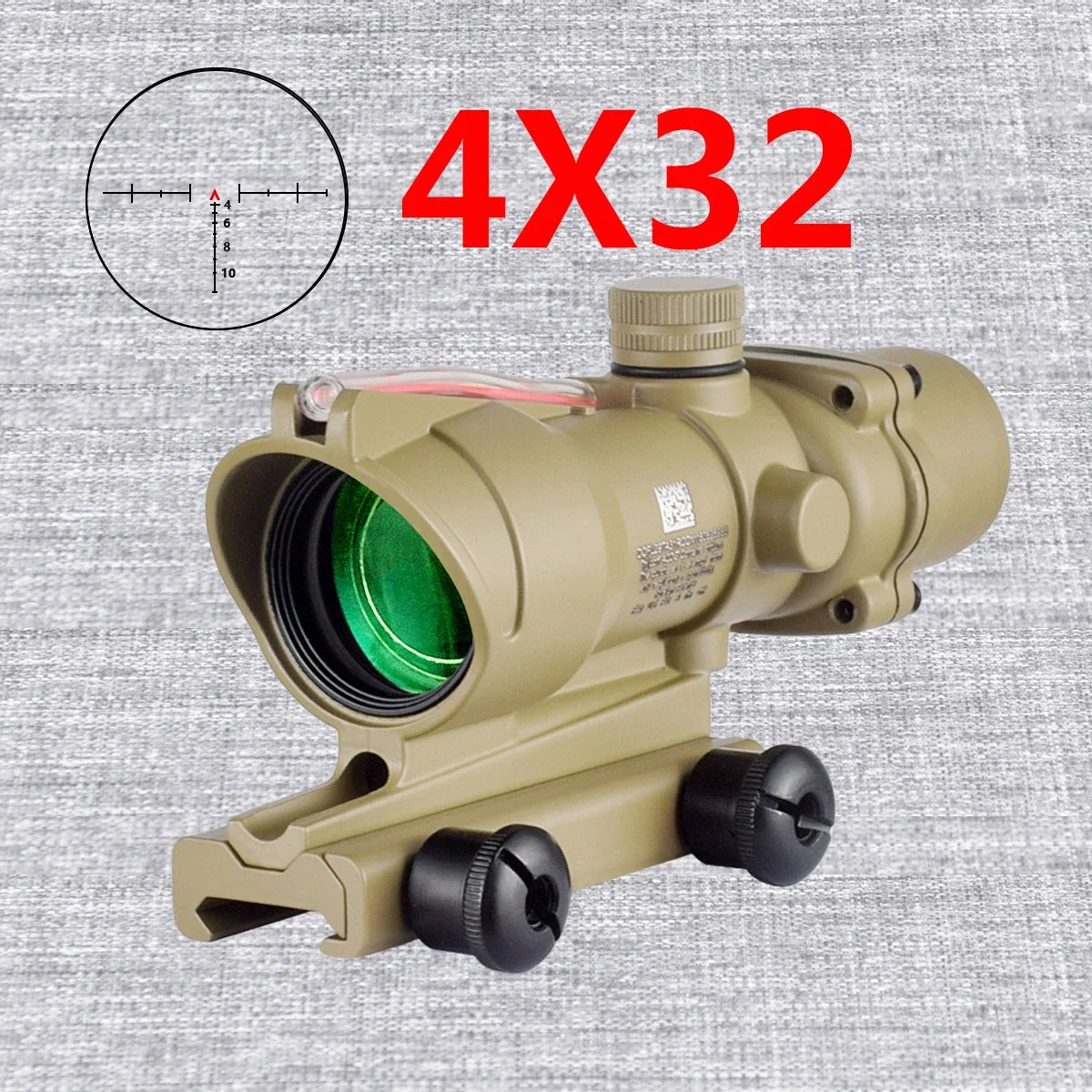 HOT 4X Magnifier 4X32 Real Fiber Optics Red Green Dot Sight Scope With RM Hunting 20mm Optic Scope Killflash Cover Cap