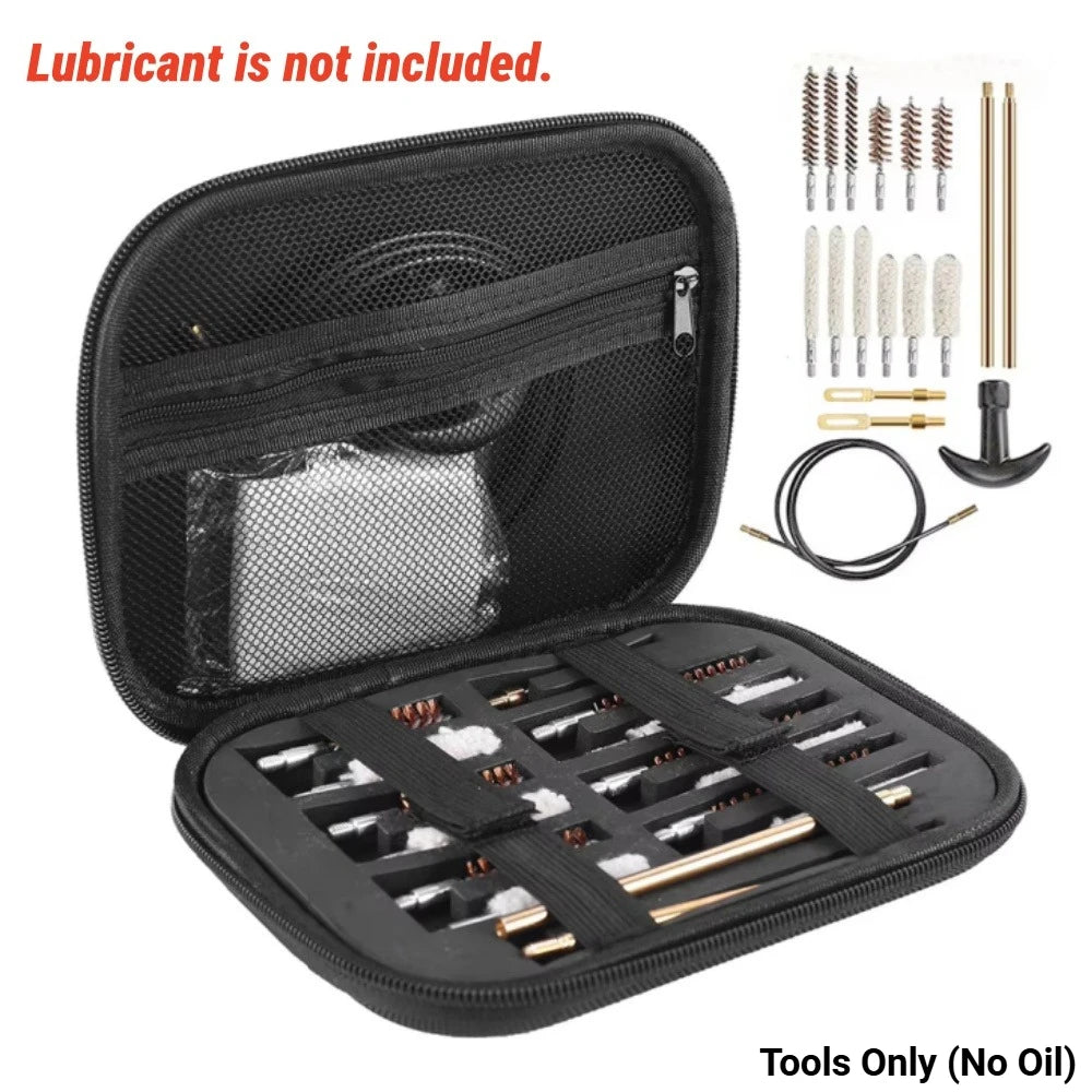 19Pcs Gun Cleaning Kit with 60ml Gun Oil Lubricant for .22 .38 9mm .40 .45 Caliber Handgun Rifle Pistol Maintenance Set