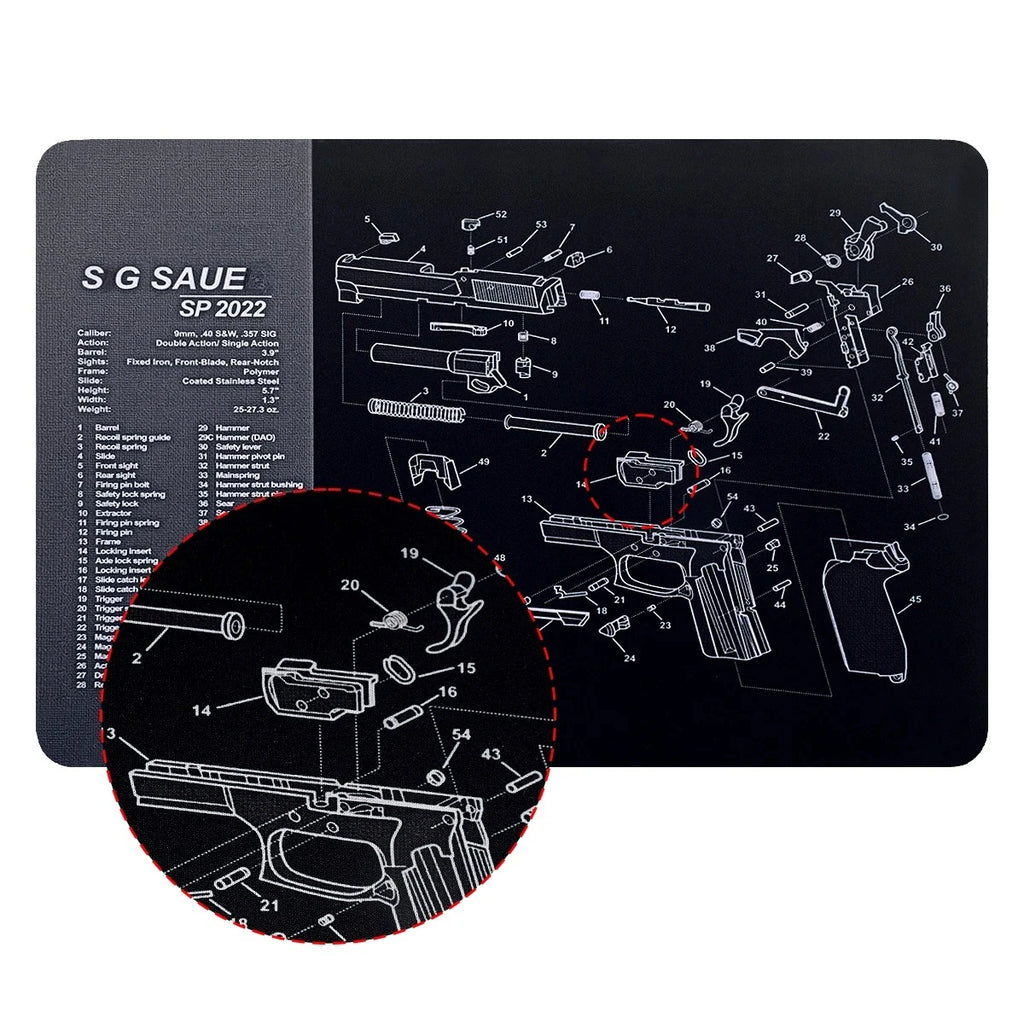 Gun Cleaning Rubber Mat Mouse Pad AR15 AK47 Remington 870 GLK GEN4 GEN 5 CZ-75 Punisher P220 P226 P229 Beret 92 1911 3D