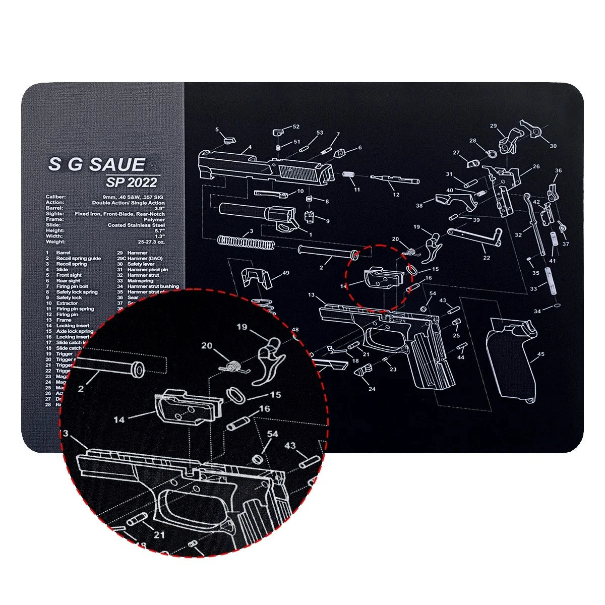 Gun Cleaning Rubber Mat Mouse Pad AR15 AK47 Remington 870 GLK GEN4 GEN 5 CZ-75 Punisher P220 P226 P229 Beret 92 1911 3D